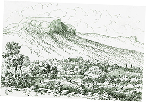 Le Baou des quatre vents, vue des Routes. Au fond le château de Dardennes ?